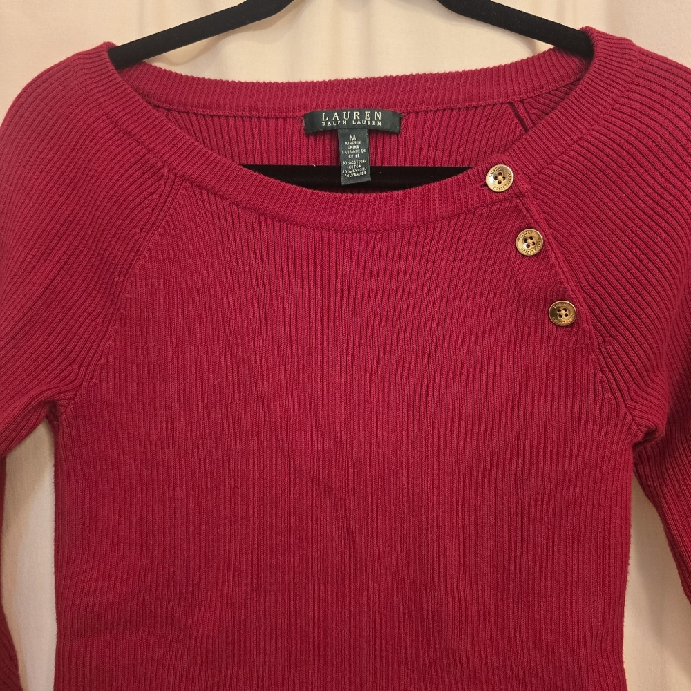 Women's Ribbed Pink Sweater - Picture 3 of 6